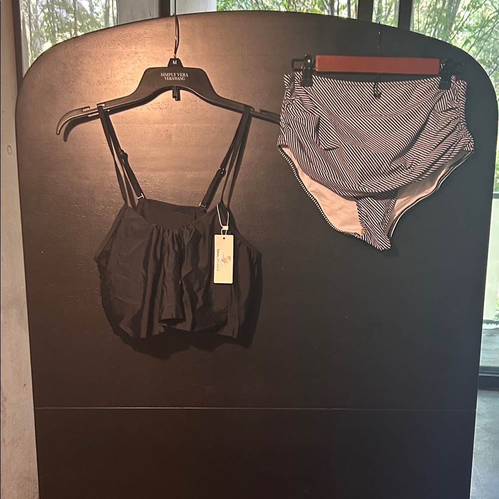 Stylish Black and White Striped Bikini Set